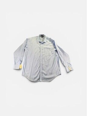 Paul Frederick Men's Blue Button Up Dress Shirt 17/35 Classic Fit Workwear